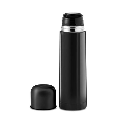 Termo de acero inox negro con tapa vaso