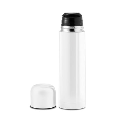 Termo de acero inox blanco con tapa vaso