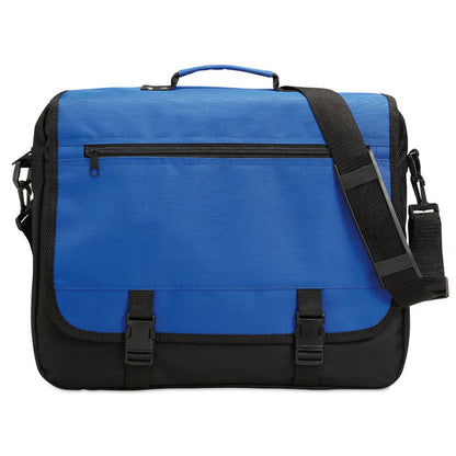 Porta documentos azul y negro con asa bandolera