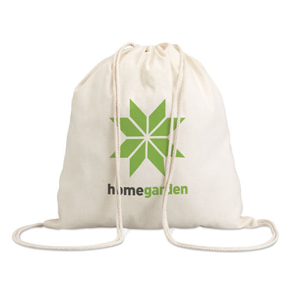 Mochila con cordones color natural con logo impreso