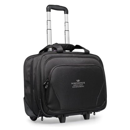Trolley de oficina negro personalizado con logotipo en bolsillo frontal