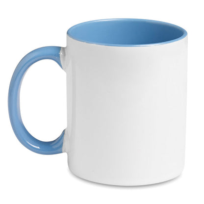 Mug de cerámica blanca con asa e interior de color azul