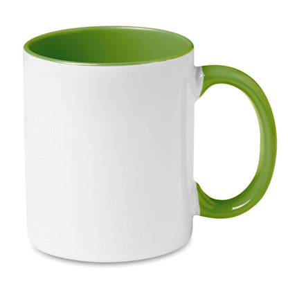 Mug de desayuno verde y blanca