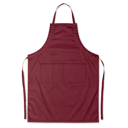 Delantal granate ajustable con peto y con bolsillo frontal 