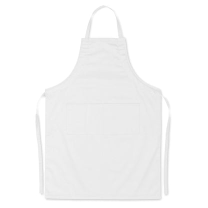 Delantal blanco ajustable con peto y con bolsillo frontal 