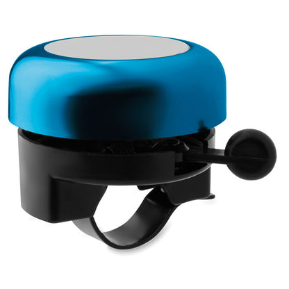 Timbre resistente para bicicleta azul con acabado metálico brillante.
