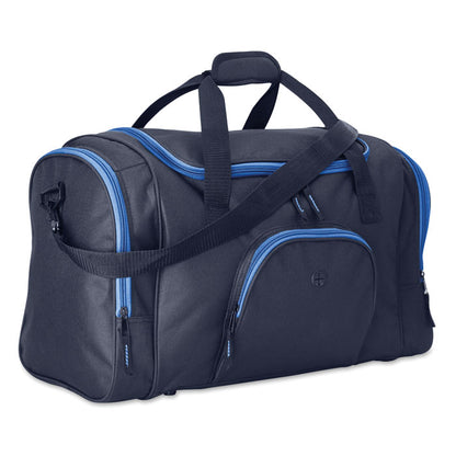 Vista lateral de Bolsa de deporte marino con bolsillo, asas y bandolera