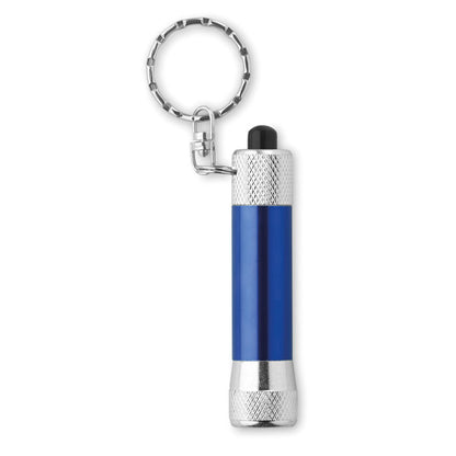 Linterna de bolsillo azul con llavero