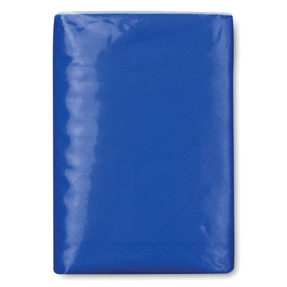 Vista frontal de mini paquete de pañuelos azul