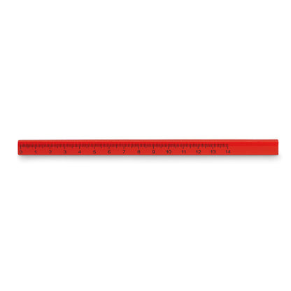 Lapicero de madera rojo de carpintero con regla