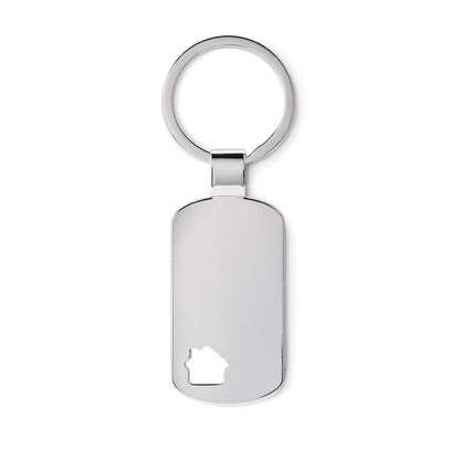 Llavero metálico mate rectangular con casita