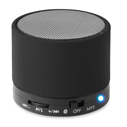 Altavoz inalambrico redondo negro de caucho