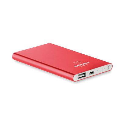 Powerbank metálica roja personalizada con logotipo