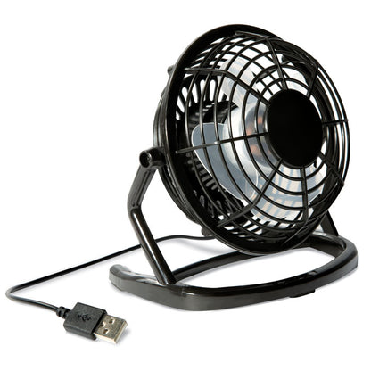 Pequeño ventilador de sobremesa negro con cable USB