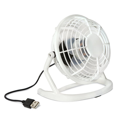 Ventilador pequeño de sobremesa blanco con cable USB