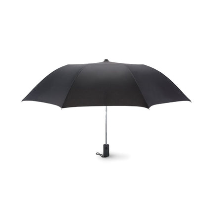 Paraguas plegable negro abierto