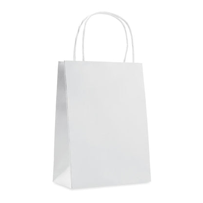 Bolsa blanca de papel con asas retorcidas