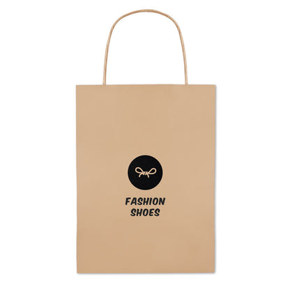 Bolsa de papel marrón personalizada con logotipo en una cara