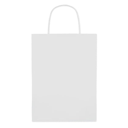 Bolsa de papel blanco con asas retorcidas