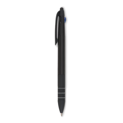 Bolígrafo negro y plata con 3 tintas de colores