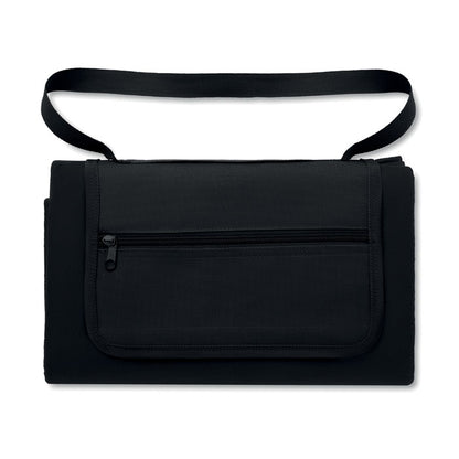 Manta de pic nic negra plegable con bolsillo