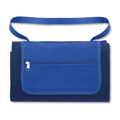 Manta de pic nic azul plegable con bolsillo