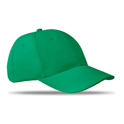 Vista frontal  de gorra amarilla de 6 paneles