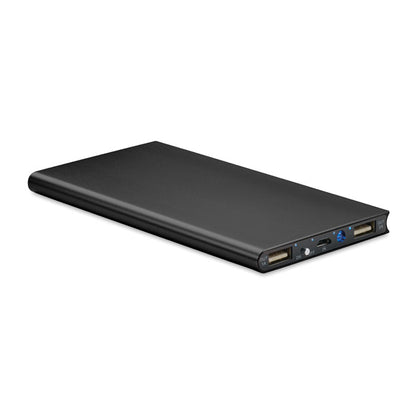 Powerbank plana rectangular de aluminio negro