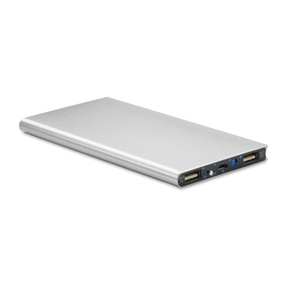 Powerbank plana rectangular de aluminio plata