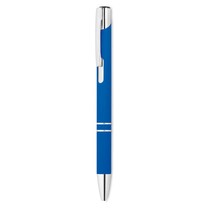 Boli azul con pulsador, punta y clip de metal