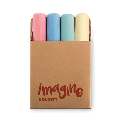 Set de tizas de colores para calle personalizado en caja con un logotipo