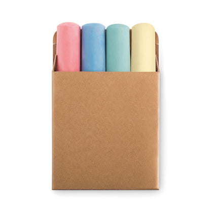 4 tizas grandes de colores en estuche de cartón