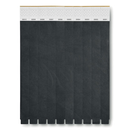 Hoja de 10 pulseras negras de papel  Tyvek