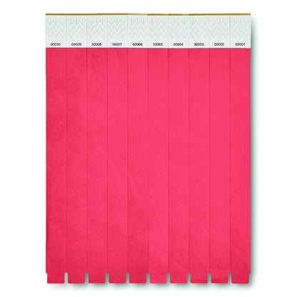 Hoja de 10 pulseras fucsias de papel  Tyvek