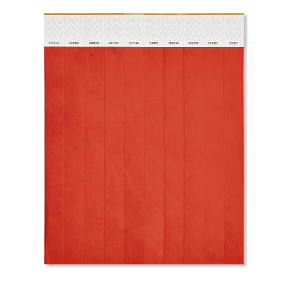 Hoja de 10 pulseras rojas de papel  Tyvek