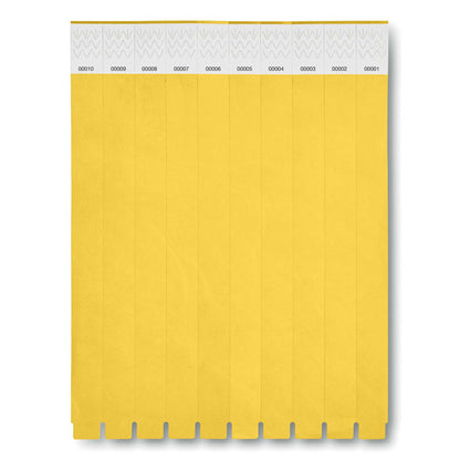 Hoja de 10 pulseras amarillas de papel  Tyvek