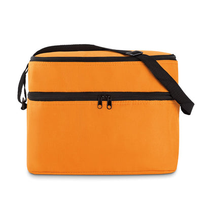Nevera portátil con doble compartimento naranja