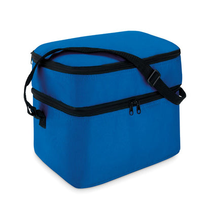Nevera portátil con doble compartimento azul