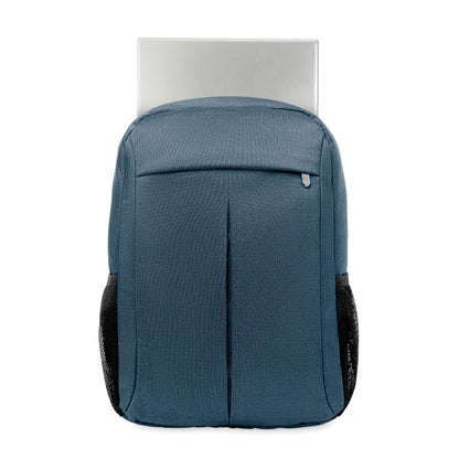 Vista frontal de mochila azul para ordenador portátil