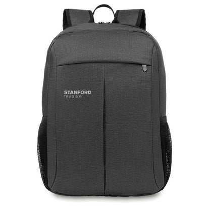 Mochila de oficina gris personalizada con logotipo a un color