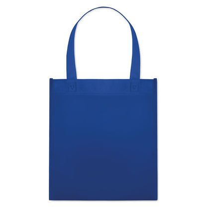Bolsa de la compra azul de  non woven con asas cortas y con fuelles