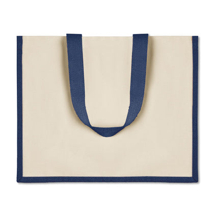 Bolsa de playa de algodón y yute negro