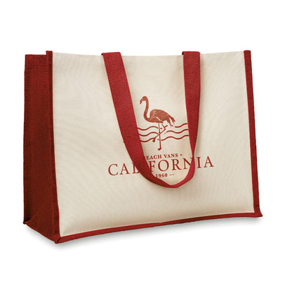 Bolsa de compras de canvas y yute con logo impreso