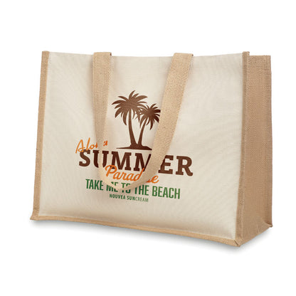 Bolsa de compras de canvas y yute con logo impreso