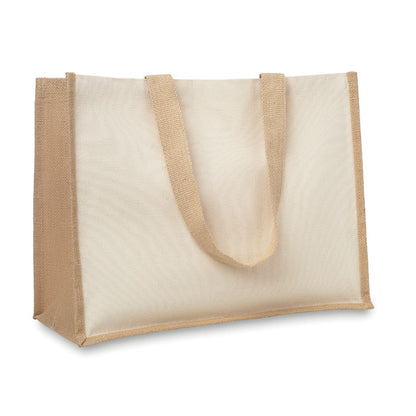 Bolsa de compra de canvas y yute marrón