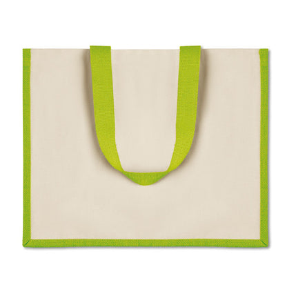 Bolsa de playa de algodón y yute verde