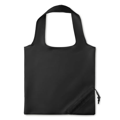 Bolsa de poliéster naranja de asas cortas y plegable para la compra personalizada con un logotipo en una cara