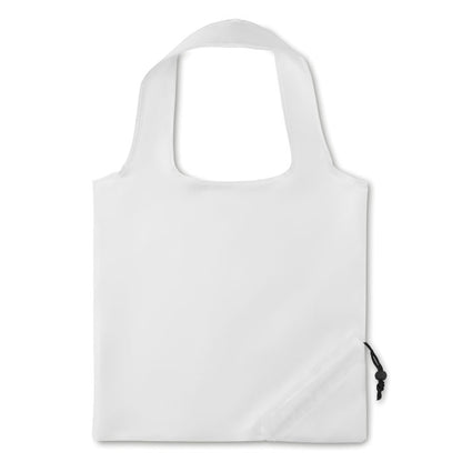 Bolsa blanca plegable de poliéster con cordón de cierre en esquina inferior