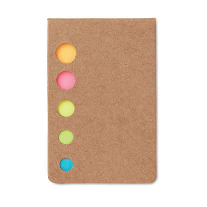 Estuche de cartón con notas adhesivas de varios colores