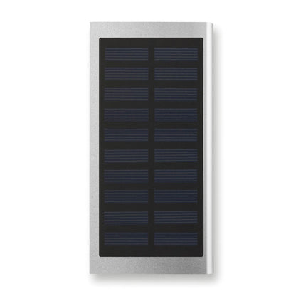 Powerbank en aluminio reciclado con superficie solar y esquinas redondeadas